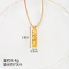 Nuevo Estilo Brillante Hielo Triturado Tridimensional Ladrillo de Imitación Oro Colgante para Mujeres Oro de Arena Vietnamita Barra Cuadrada Sólida de Imitación Oro Collar Joyería