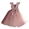 Vestido de cumpleaños para niña Vestido de princesa hilo esponjoso lazo rosa Pequeña anfitriona piano vestido de niña de las flores actuación