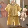 Pijama Infantil para Casa, Conjunto de Verão Fino com Manga Curta e Shorts para Meninas, Algodão Respirável, Roupa Respirável para Casa com Ar Condicionado para Bebês