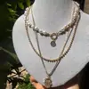 Colar Flor de Pérolas Multicamadas Vintage, Doce e Cool, Corrente de Clavícula de Alta Qualidade, Corrente de Pescoço da Moda de Luxo Leve