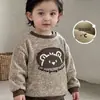 Conjunto para Menino de Um Ano, Outono/Inverno, Bebê Menino, Moletom com Pelúcia e Calça de Moletom, Conjunto de Duas Peças para Sair