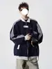 Chaqueta Estilo Universitario Americano para Hombre Otoño e Invierno Color de Contraste Empalme Tendencia Versátil Juventud Estudiante Chaqueta Rayada Uniforme de Béisbol