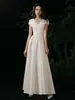 Certificado de Noiva Vestido Branco Pequeno Registro Vestido de Casamento Simples Francês Pode Usar Normalmente Vestido de Casamento Vestido Diário Noivado Vestido Longo