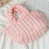 Corea del Sur Chica Ins Corazón Plisado Hombro Burbuja Bolso Portátil Estilo Fresco Bolso Lienzo Mujer Estilo Occidental Bolsa de Compras Bolso