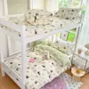 Juego de Tres Piezas de Cama para Dormitorio Estudiantil de Algodón Puro, Funda de Edredón de Algodón para Estudiante Universitario, Juego Completo de Colchón, Sábana Plana y Sábana Ajustable Seis Piezas