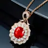 Venta caliente en vivo de Tiktok piedra desnuda grande collar con colgante de alta gama colgante de gema de sangre de paloma roja de Mozambique de gran quilate