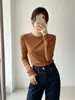 Camiseta Básica Cuello Redondo para Mujer, Ajuste Delgado Otoño e Invierno, Top de Ropa Interior Cálida Casual de Moda, Camiseta de Manga Larga Hombro Normal para Mujeres Jóvenes