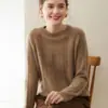 Otoño e Invierno Nuevo Suave y Simple Bebé Cachemira Cuello Redondo Hilo Suéter Holgado Casual de Punto para Mujer