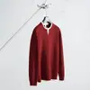 Suéter Tejido de Punto con Diseño de Retazos Rojos y Cuello en V para Hombre, Chaqueta Suéter Estilo Coreano Relajado para Principios de Primavera