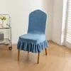 Funda elástica para silla de banquete transfronteriza con falda, funda de silla grande curva de cobertura total, funda a prueba de polvo para respaldo, funda de silla integrada
