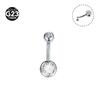 Titânio G23 14G 6/8/10mm haste dupla cabeça zircônia cravação joia de umbigo atacado joias para perfuração