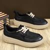 26 Zapatos Casuales de Cuero para Hombre, Nuevo Estilo Otoño, Zapatos Casuales Ligeros de Suela Gruesa, Mocasines Perezosos sin Cordones