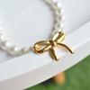 Cross-border Hot-selling High-end Light Luxury Bow Pearl Side Colar Chain ins Small Medium Design Simple Clavicle Chain