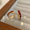 Nuevos Pendientes Cuadrados de Gota de Aceite Color Vino Rojo Diseño Nicho Sentido Avanzado Pendientes Geométricos de Metal Pendientes Simples Versátiles