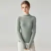 Suéter de Punto 100% Cachemira Pura Cuello Medio Alto para Mujer Otoño Invierno Adelgazante Suave Color Sólido Capa Base Manga Larga