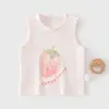 Chaleco de Bebé para Niños y Niñas, Verano Delgado sin Mangas de Algodón con Estampado de Frutas, Sin Costuras, Suave, Transpirable, Top Protector de Vientre