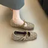Primer Encuentro Temporada Aumento Zapatos Mary Jane de Camelia de Lunares Otoño Nuevo Punta Cuadrada Suela Suave Estilo Retro Zapatos Planos de Ballet