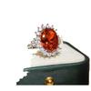 Novo anel aberto elegante estilo Diana com gema de turmalina vermelha artificial cor tesouro feminino online Red Live fornecimento entrega