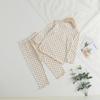 Traje de Casa de Primavera y Otoño para Niñas Traje de Dos Piezas Estilo Occidental para Bebé Personalidad Infantil Moderno Estilo Coreano Lunares Ondulados Ropa de Otoño Pantalones de Otoño Pijama