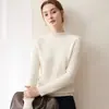 Suéter de punto de cachemira con diseño de borde enrollado de doble hilo estilo coreano, suéter versátil de capa base suelta para mujer para llevar cruzado