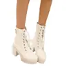 Botines de cordones hechos en fábrica, botas estilo Martin, botas de plataforma con tacón alto grueso para mujer, tallas grandes 40-43, zapatos de mujer de fábrica de comercio exterior
