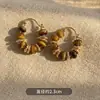 Brincos Europeus e Americanos de Luxo Leve com Temperamento de Alto Padrão, Design Moderno, Brincos Populares, Argolas Leopardadas com Esmalte Gotejado Estilo Francês