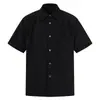 Camisa Plissada Rachada Preta Texturizada Desconstruída Única para Homens, Estilo de Verão de Alta Inteligência, Top Casual de Seda Gelada Fresco e Estiloso
