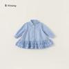 Roupas Infantis Youbao: Novo Vestido Camisa de Ruffle Liso para Meninas na Primavera e Outono em Estilo Acadêmico