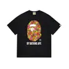 Atacado transfronteiriço verão 2026 nova marca da moda BAPE Camiseta com estampa clássica de macaco, camiseta unissex de manga curta