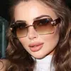 Gafas de Sol Cuadradas de Borde Cortado Sin Marco Europeas y Americanas, Estilo Callejero de Moda, para Vacaciones, Viajes, Protección Solar, Moda, Gafas de Sol Transfronterizas