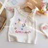 Camisola de Verão para Meninas com Estampa de Desenho Animado Fofo, Laço da Moda, Acabamento em Renda e Estampa Floral para Bebês