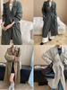 Conjunto de Oficina para Commuting de Sinan Estilo Francés de Gama Alta Solapa Adelgazante Gabardina Larga Sn7936