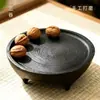Bandeja de té secada al aire estilo Wabi-Sabi Madera Maciza Madera de Alcanfor Carbonizada Hogar Sala de Estar Sala de Té Mirador Bandeja Zen Bandeja de Frutas Mesa de Té