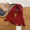 Cachecol longo infantil liso, minimalista, com seis bolas, cachecol de tricô estiloso e versátil para outono e inverno, aquecedor de pescoço de outer wear, moderno