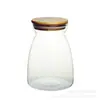 Latas selladas de vidrio transparente sin plomo para té, latas de té, latas de té perfumado de corcho, botellas trapezoidales de almacenamiento