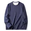 Camisa Básica Gola Careca de Lã Quente e Seda de Amora Masculina Camiseta Interna de Inverno Veludo Dupla Face Forrada com Fleece Camiseta Espessa Tendência