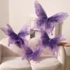Decoração de arranjo floral de rede de seda de gaze de borboleta tridimensional simulada para o Jardim de Monet, adereços de arte em papel para vitrine de casamento