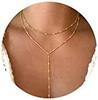 Collar de lazo dorado para mujer, collar largo chapado en oro de 14 k/plata, collar con colgante en forma de Y, delicado