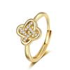 Nuevo anillo de trébol de cuatro hojas transfronterizo para mujer, con diamantes y circonitas, estilo europeo y americano, anillo de dedo ajustable y abierto, venta al por mayor