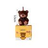 Estilo ins decoração de bolo de aniversário de desenho animado velas flores chapéus de festa urso de pelúcia rosto sorridente corações velas de aniversário infantil
