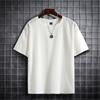 Camiseta de algodão e linho masculina, gola redonda, manga curta, camisa de cor sólida, camiseta casual simples para jovens