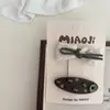 Nuevo Estilo Flor con Lazo Verde Par de Pasadores para el Cabello Clip Lateral Clip para el Flequillo