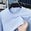 Camisa de Base Liso com Gola Redonda e Manga Longa em Lyocell Tencel para Homens 2025 Outono Nova Moda Camiseta Masculina Diária