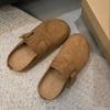 Zapatos Birkenstock de Suela Gruesa para Aumentar la Altura para Mujer, Nuevo Estilo Otoño e Invierno 2026, Zapatillas de Media Caña Cerradas con Forro de Lana, Zapatillas de Algodón Birkenstock para Uso en Exteriores