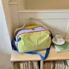 Bolsa de viagem de grande capacidade, bolsa de bagagem para viagens curtas, bolsa esportiva para atividades ao ar livre e caminhada, bolsa de academia unisex com blocos de cor e patchwork dopamina