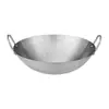 Wok grueso de acero inoxidable de doble oreja, adecuado para uso doméstico, con un solo mango, sin recubrimiento, antiadherente y se puede usar en restaurantes comerciales para saltear; una olla de cocina versátil