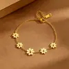 Set de Joyería de Acero de Titanio Flor de Margarita: Tobillera de Crisantemo, Aretes, Collar, Pulsera Conjunto, Conjunto de Margaritas Pequeñas de Verano