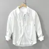 Camisa Masculina Longa Tendência Estilo Japonês, Top Casual Artístico Versátil Fashionável de Caimento Solto com Gola, Disponível para Atacado