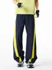 Pantalones de Chándal para Hombre Jianheng High Street Estilo Americano Bloques de Color Gama Alta Rectos Holgados Casual Versátiles Adelgazantes y que Alargan la Figura