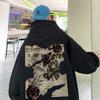 Sudadera con Capucha Estampado de Rosa para Hombre Primavera y Otoño Pesada Marca Trendy Holgada Talla Grande Duffy Guapo Americana Retro